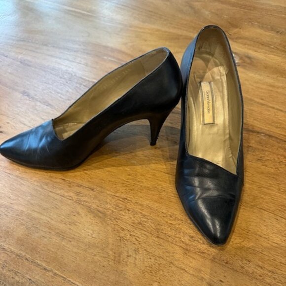 Vintage Gianni Versace Black Leather Heels EU Size 36 - Picture 1 of 8
